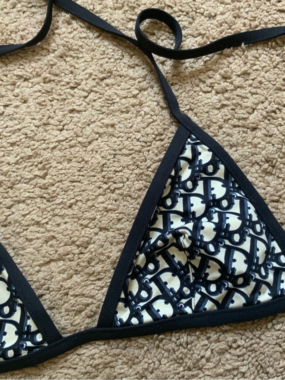 Dior Women’s Bikini Top Navy Blue Oblique Technical Fabric Strappy Size XS - Picture 3 of 6